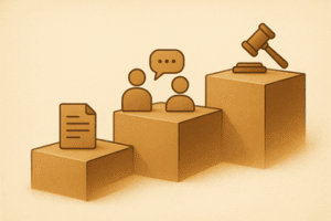 איור סכמטי של מאזניים מאוזנים עם אב וילד ואם וילד, משמורת ילדים לאב