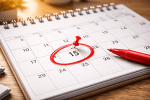 לוח שנה עם תאריך מסומן הממחיש את המועד הקובע בהערכת שווי חברה בגירושין